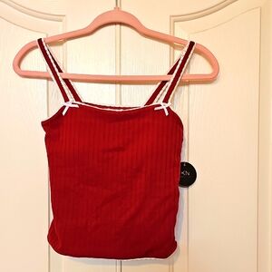 NWT - Klassy Network Lace Trim Braless Camisole Red